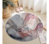 Round Rug 245 cm Soft Washable Pink Circle Rug, Abstract Marble Print Non Slip Lightweight Carpet for Living Room Dining Room Kitchen Bedroom Entryway