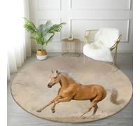 Round Rug 4ft Circle Area Rug Horse Free Run Carpet Washable Small Round Rugs for Bedroom Aesthetic Bathroom Laundry Living Room Kitchen Outdoor
