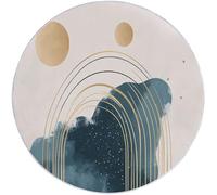 Round Rug 60 cm Soft Washable Blue Circle Rug, Abstract Bohemian Lines Print Non Slip Lightweight Carpet for Living Room Dining Room Kitchen Bedroom Entryway