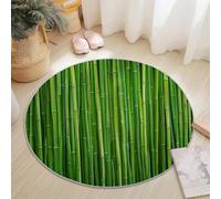 Round Rug 60 cm Soft Washable Green Circle Rug, Plants Bamboo Print Non Slip Lightweight Carpet for Living Room Dining Room Kitchen Bedroom Entryway