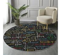 Round Rug 60cm - Academic Mathematical Formulas Non Slip Super Soft Black Area Rug for Kids Room Playroom Nursery Bedroom, Washable Equations Charts Circle Carpet for Home Room Decorative