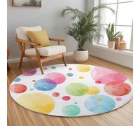 Round Rug 80 cm Pastel Bubbles Machine Washable Area Rugs, Minimalism Low Pile Non-Shedding Non-Slip Circle Carpe forLiving Room Bedroom Nursery Dorm Playroom Tent
