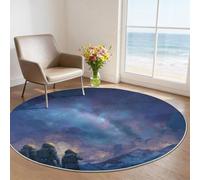 Round Rug 90 cm for Nursery, Fantasy Universe Space Nebula Decorative Area Rug, Blue Galaxies Astronauts Soft Washable Rug with Non-Slip Backing for Kids Bedroom Sofa Coffee Table