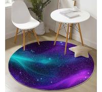 Round Rug 90 Cm,Machine Washable Rug, Non Slip Floor Carpet, Low Pile, Dream Starry Sky Streamer Curve Purple For Bedroom Living Room Entryway Lounge Kids Room Home Decor Floor Mat