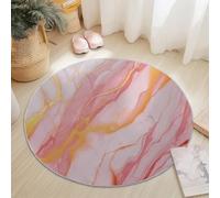 Round Rug Abstract Style 180cm, Robust and Easy to Maintain Area Rugs Elegant Luxurious Marble Texture Soft Non Slip Printed Carpet Suitable for Living Room Bedroom and Kitchen Pink