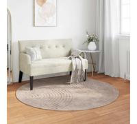 Round Rug Beige Ø120cm Polyester Non-Slip Machine Washable Indoor/Outdoor Cozy