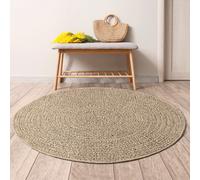 Round Rug Brown Ø120cm Polypropylene Jute-Look Indoor Outdoor Durable Low-Maint
