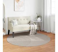 Round Rug Cream Ø120cm Polyester Non-Slip Machine Washable Soft Floor Indoor Mat