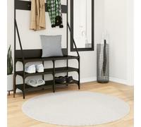 Round Rug Cream Ø120cm Polyester Teddy Soft Pile Underfloor Heating Safe Luxury