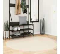 Round Rug Cream 160cm Ø 18mm Pile Soft Fluffy 100% Polyester Washable Non-Slip L