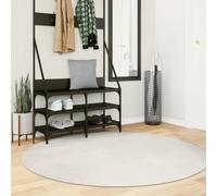 Round Rug Cream 160cm 100% Polyester 3D Geometric Short Pile Soft Fluffy Scandi