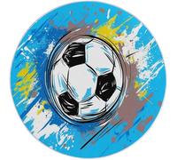 Round Rug Diameter 180 cm, Colorful Soft Washable Flannel round rug, Graffiti Sports Football Print Non Slip Carpet for Living Room Dining Room Bedroom Entryway