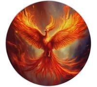 Round Rug Diameter 80 cm, Colorful Soft Washable Flannel round rug, Fantasy Phoenix Feathers Flames Print Non Slip Carpet for Living Room Dining Room Bedroom Entryway