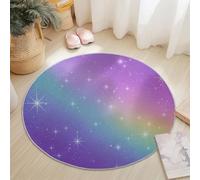 Round Rug Dream Rainbow Starlight Area Rugs Large, Living Room Washable Non Slip Diameter 90 cm Colorful Carpet, Bedroom Accent Mat Home Décor Carpets Pads Floor Protectors