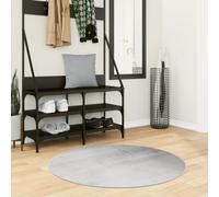 Round Rug Grey Ø 100 cm 100% Polyester 3D Geometric Short Pile Non-Slip Washable
