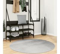 Round Rug Grey Ø120cm 100% Polyester 3D Geometric Short Pile Non-Slip Soft Cozy