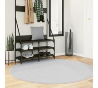 Round Rug Grey 160cm Ø Polyester Short Pile Fluffy Soft Indoor Machine Washable