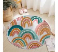 Round Rug Hand-Painted Leopard Print Area Rugs Large, Living Room Washable Non Slip Diameter 120 cm Blue Tan Carpet, Bedroom Accent Mat Home Décor Carpets Pads Floor Protectors