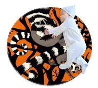 Round Rug Lemur Animal, Anti Slip Floor Carpets Mat Beside Rugs for Kids Hallway Living Room, Machine Washable 80x80cm