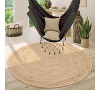 Paco Home Round Rug Living Room Jute Boho Pattern Modern Handmade Natural Rug, Size:Ø 120 cm round, Colour:Ivory 2