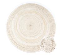 Paco Home Round Rug Living Room Jute Boho Pattern Modern Handmade Natural Rug, Size:Ø 120 cm round, Colour:White