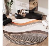 Round Rug Modern Soft Area Rug 2ft Abstract Large Carpet Non-Slip Grey White Geometric Lines Circular Carpets For Entryway Living Room, Bedroom(Style 5,160cm/63inch)
