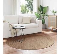 Round Rug Natural 120cm Polyester Moire Non-Slip Indoor/Outdoor Soft Low-Profile