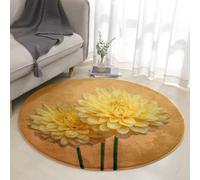 Round Rug Orange Flowers Rugs Living Room Bedroom Room Decor Indoor Outdoor Use for Gardens Balconies Patio Easy Clean Carpet Non Slip Round Outdoor Rug 40 cm