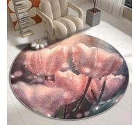 Round Rug Orange Retro Rugs Living Room Bedroom Room Decor Indoor Outdoor Use for Gardens Balconies Patio Easy Clean Carpet Non Slip Round Outdoor Rug 100 cm