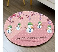 Round Rug Pink Snowman Rugs Living Room Bedroom Room Decor Indoor Outdoor Use for Gardens Balconies Patio Easy Clean Carpet Non Slip Round Outdoor Rug 60 cm
