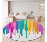 Round Rug Simple Polygons Bulldog Area Rugs Large, Living Room Washable Non Slip Diameter 150 cm White Carpet, Bedroom Accent Mat Home Décor Carpets Pads Floor Protectors