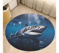 Round Rug Soft Absorbent Bath Mat Non-Slip Chair Pad Great White Shark Area Rug for Living Room Doormat 24 in Small Floor Carpet Washable Circular Rug for Bedroom Bathroom Entryway Dining Room