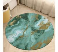 Round Rug Soft Absorbent Bath Mat Non-Slip Chair Pad Green Gold Marble Area Rug for Living Room Doormat 24 in Small Floor Carpet Washable Circular Rug for Bedroom Bathroom Entryway Dining Room