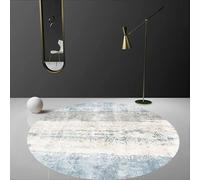 Round Rugs 110cm Living Room, Area Rugs, Machine Washable, Non-Slip Carpet, Low Pile, Non-Shedding, Dining Room, Bedroom Modern abstract blue gray beige