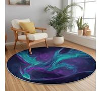 Round Rugs 120 Cm Blue-Purple Fantasy Phoenix Pattern Rug For Living Room Circle Area Rugs With Non Slip Backing Washable Rug For Bedroom Soft Printed Carpet For Kid’S Room