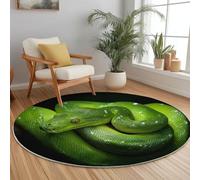 Round Rugs 120 Cm Green Living Room Non Slip Round Area Rug Exotic Python Scales Short Pile Modern Bedroom Circle Carpet Washable Soft For Kids Room Dining Room Decor