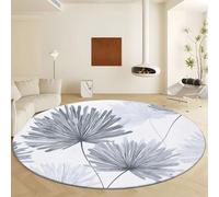 Round Rugs 120 cm Minimalism Circle Area Rug, Washable Abstract Flame Flowers Leaves Circular Carpet for Living Room Bedroom Entryway Dining Room Office Decor Large Non Slip Carpet