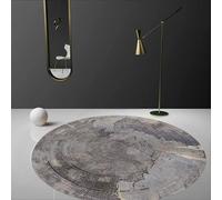 Round Rugs 140cm Living Room, Area Rugs, Machine Washable, Non-Slip Carpet, Low Pile, Non-Shedding, Dining Room, Bedroom Modern abstract brown grey