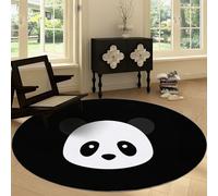 Round Rugs 150 cm, Area Rugs for Living Room Cartoon Abstract Panda Pattern Short Pile Carpet Non Slip Washable Circle Minimalism Carpet for Kids Room Bathroom Bedroom Bedside