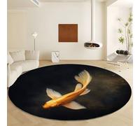 Round Rugs 160 cm Nature Photography Circle Area Rug, Washable Animals Golden Fish Wings Circular Carpet for Living Room Bedroom Entryway Dining Room Office Decor Large Non Slip Carpet