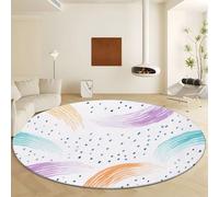 Round Rugs 180 cm Minimalism Circle Area Rug, Washable Hand-Painted Stripes Dots Circular Carpet for Living Room Bedroom Entryway Dining Room Office Decor Large Non Slip Carpet