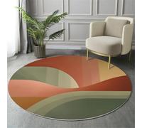 Round Rugs 180Cm Circle Washable Area Rugs For Living Room Graphic Abstract Designs Soft Low Pile Carpets Non-Slip Backing Simple Shapes Carpet For Kid Bedroomterracotta