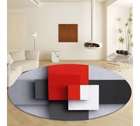 Round Rugs 210 cm Minimalism Circle Area Rug, Washable Stacked Blocks Geometric Circular Carpet for Living Room Bedroom Entryway Dining Room Office Decor Large Non Slip Carpet