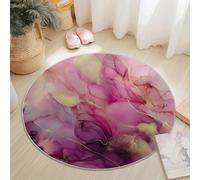 Round Rugs 60 cm for Living Room, Luxury Alcohol Ink Marble Background Theme Machine Washable Non Slip Area Rugs for Bedroom Kids Room Decor, Soft Short Pile Circle Carpet, Purple Pink