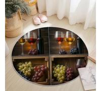 Round Rugs 90 cm for Living Room, Wine Wine Bottle Photography Theme Machine Washable Non Slip Area Rugs for Bedroom Kids Room Decor, Soft Short Pile Circle Carpet, Brown