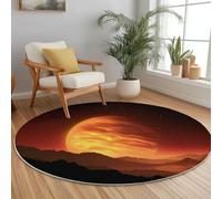 Round Rugs 90 Cm Red Living Room Non Slip Round Area Rug Alien Land Planet Mountains Short Pile Modern Bedroom Circle Carpet Washable Soft For Kids Room Dining Room Decor