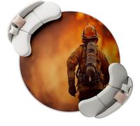 Round Rugs 90 cm (Round) for Living Room Circle Area Rugs with Non Slip Backing Realistic Firefighters Flames Washable for Bedroom Soft Printed Carpet for Living Room Kids Orange Color