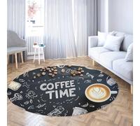 Round Rugs 90cm Leisure Time Afternoon Tea Coffee Washable Non-Slip Lightweight Carpet for Classroom Toddler Nursery Room Decorative Mats