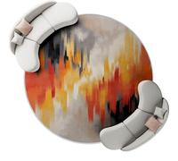 Round Rugs for Living Room 120 cm, Machine Washable Abstract City Skyscrapers Rug for Living Room, Circle Kitchen Rug Area Rugs for Bedroom Patio, Orange Gray