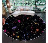 Round Rugs for Living Room 120 cm, Simple ink splash elements Printed Washable Area Rugs, Non Slip Non Shedding, Colorful Soft Low Pile Round Carpet for Kitchen Dining Room Kids Room